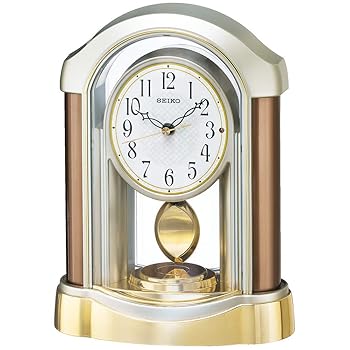 【中古】セイコー クロック 置き時計 電波 アナログ 飾り振り子 薄金色 パール BZ238B SEIKO|AJIMURA-SHOP