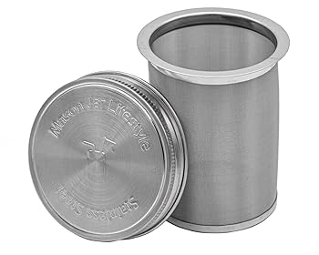 【中古】Cold Brew Coffee and Tea Makerステンレススチールフィルタfor Mason Jars蓋、シリコンシール2 Pint (16oz) シルバー｜AJIMURA-SHOP