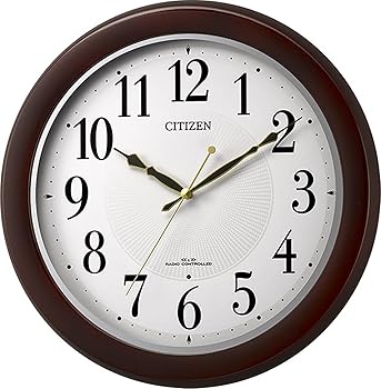 【中古】リズム(RHYTHM) シチズン 掛け時計 電波時計 アナログ 連続秒針 木 茶 CITIZEN 33.0×33.0×5.1cm 8MYA37-006|AJIMURA-SHOP