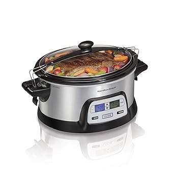 【中古】ハミルトン砂浜33861 Programmable Slow Cooker、6クオート、デュアルデジタルタイマー,ステンレス鋼スチール写真