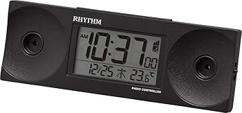【中古】リズム(RHYTHM) 目覚まし時計 大音量 電波 デジタル フィットウェーブバトル100 温度 曜日 カレンダー 黒 RHYTHM 8RZ192SR02