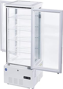 【中古】御役目用(ジェーシーエム)JCM 4面硝子冷蔵陳列箱（両面扉） 103リッター JCMS-103W 幅434×奥ふかさ446×高さ1154粍【送りとどける先のバス発着場名or会社組織名