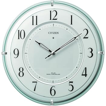 【中古】リズム(RHYTHM) シチズン 掛け時計 電波時計 アナログ ソーラー 補助電源 グリーン購入法 適合商品 秒針なし 緑 CITIZEN φ34.6×5.2cm 4MY851-0