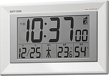 【中古】リズム(RHYTHM) 掛け時計 電波時計 デジタル 置き掛け兼用 温度 湿度 カレンダー 白 16.4x25.5x2.9cm 8RZ204SR03