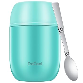 【中古】DaCool (ダクール) サーモス ホットフード断熱フードジャー 16オンス 真空ステンレスランチコンテナ 弁当 子供用 大人用 スプーン付き 漏れ防止