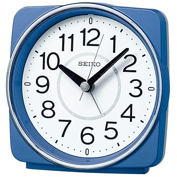 【中古】セイコークロック(Seiko Clock) 置き時計 青メタリック 本体サイズ:10.8×11.0×6.0cm 目覚まし時計 電波 アナログ KR335L