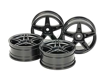 【中古】タミヤ(TAMIYA) ホップアップオプションズ No.1853 OP.1853 5本ツインスポークホイール4本 ブラック 24mm幅・オフセット+2 54853