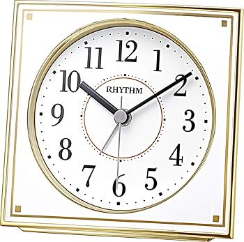 【中古】リズム(RHYTHM) 目覚まし時計 電波時計 電子音 ライト インテリア ゴールド 11x11.3x6.4cm 4RL437SR18