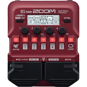 【中古】ZOOM ズーム B1 FOUR ベース用マルチエフェクター レッド