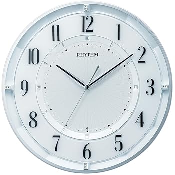 【中古】リズム(RHYTHM) 掛け時計 白 パール Φ29.6x5.1cm 電波時計 静か 連続秒針 省エネ インテリア 石膏ボード対応 8MY551SR03