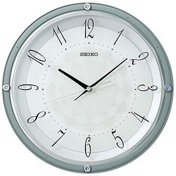 【中古】セイコークロック 掛け時計 薄青 直径33.0×5.0cm 電波 アナログ クリスタル KX257L