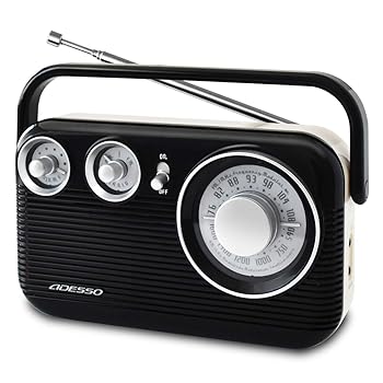 【中古】ADESSO(アデッソ) ラジオ AM FM レトロ デザイン ブラック RA-601BK