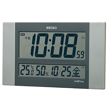 【中古】セイコークロック 掛け時計 電波 デジタル カレンダー 温度 湿度 表示 セイコーネクスタイム 銀色メタリック 本体サイズ: 15.0×26.0×2.6cm ZS4 15,648円