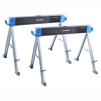 【中古】KASTFORCE KF3005 折りたたみ式ソーホース 2脚仕掛ける 耐荷重 1000kg (500kg x 2) 軽さ6.3kg パウダーコンパクト納める 折り畳み やり方台 やり方馬 ウ