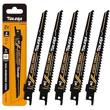 【中古】TOLESA レシプロソー替刃 6山 150粍 バイメタル 青緑色 ネイル埋め込み用材節する セーバーソーブレード 5枚入れ