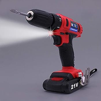 【中古】HDJ VOTO 21V無段階速度調整充電式ハンドドリルセットLEDライト付き電動ドリル電動工具、AC 220V、USプラグ、ランダムカラーデリバリー