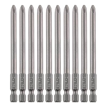 【中古】SIENTTO プラスクロススロット PH2 ロングドライバービットセット 1/4in 六角シャンク 長さ4in/100粍 S2スチール写真 電動１番ウッドせん孔機 その他-花・ガーデン・DIY
