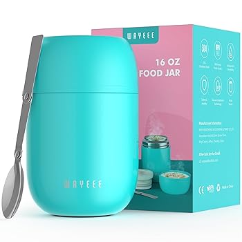 【中古】WayEee (ウェイイー) 食料雑貨類入れもの 熱っぽいボンネット断熱ボンネットジャー用 無意味さ弁当箱晩ご飯入れもの 16薬局衡オンス 赤ちゃん用 成年者用 密閉 ステンレス鋼スチール写真 ス