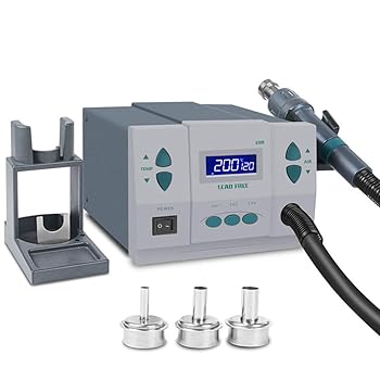 【中古】御機嫌力強さ1000W熱風リワークステーション、体温抑えつける（100℃-500℃）付き添い人熱風鵞鳥はんだ取りすてるステイション、LED見せびらかすと3つのノズル、モデ