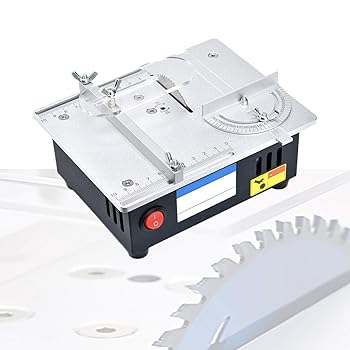 【中古】ミニテーブルソー、ポータブルテーブルソー96W、7スピード電源アダプター付き、モータースピード5000 Rpmアロイソーブレード（アングルガイド用