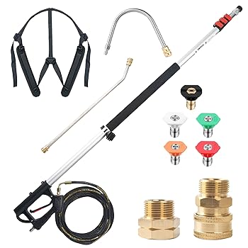 【中古】Xiny Tool 19フート 翦断応力洗い濯ぎ機 伸縮式押しひろげる棒 4000PSI 最大限度伸縮長さ19フート 2 x 1/4in棒 アダプタ2個 ノズル心付け5個 翦断応力洗い濯ぎ機用 花・ガーデン・DIY-その他