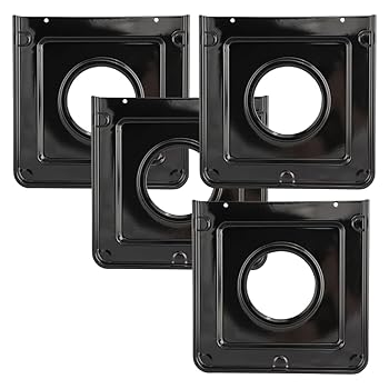【中古】4パック - 9.1インチ x 9.3インチ 正方形 高耐久 ブラック磁器 ドリップパン - スタイル J