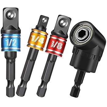 【中古】直角せん孔機差し押さえ 3個 1/4in 3/8in 1/2in クロム-V 六角シャンク インパクトグレードソケットアダプター/取りひろげるせん孔機ビット 赤ちょうちん