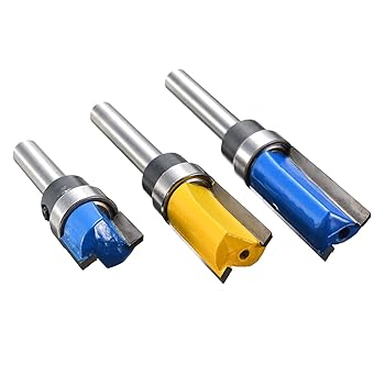 【中古】炭化物手道具 3pcs 1/4 \"シャンクカーボンスチールフラッシュトリミングドリルビット大工仕事ベアリングパターンミリングカッタードリルビットミリン"