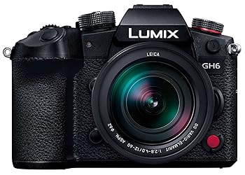 【中古】パナソニック(Panasonic) 銀鏡受け答え一眼写真機 ルミックス GH6L 水晶体一揃いの道具 判定基準望遠レンズ属する 黒いこと DC-GH6L