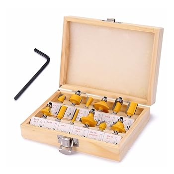 【中古】カーバイドミリングカッター 12ピース/セット木工ルータールータービット木材ナイフカーバイドエンダリトリミング彫刻切削工具6.35mmシャンク (C