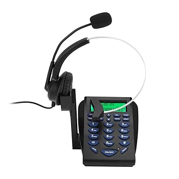 【中古】コールセンターコード付きヘッドセット 電話 ビジネス オフィス ダイヤルパッド コールセンター 交通電話ヘッドセット FSK/DTMF 発信者ID表示｜AJIMURA-SHOP
