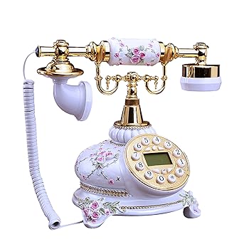 【中古】【未使用】TelPal アンティーク電話 コード付きデジタルヴィンテージ電話 クラシック ヨーロピアンレトロ 固定電話機 プッシュダイヤルボタン付き ホーム