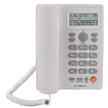 【中古】コード付き電話機 発信者ID/通話待機中、卓上固定電話 ハンズフリー通話 ホーム オフィス ホテル用 (ホワイト)
