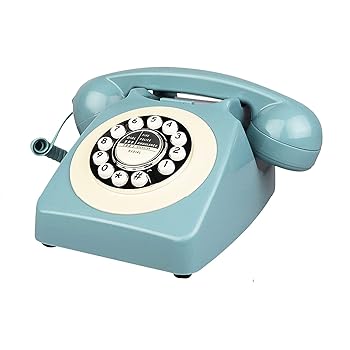 【中古】【未使用】Benotek レトロ電話 コード付き クラシック オールドファッション 固定電話 ホーム/オフィス用 有線フレンチブルー アンティークロータリー電話|AJIMURA-SHOP