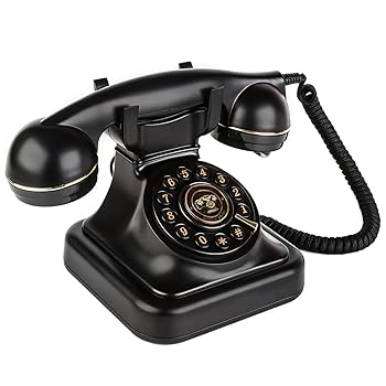 【中古】Sangyn レトロ 固定電話 クラシック ロータリーデザイン オールドファッション コード付きデスクフォン 自宅やオフィス用 (ブラック)