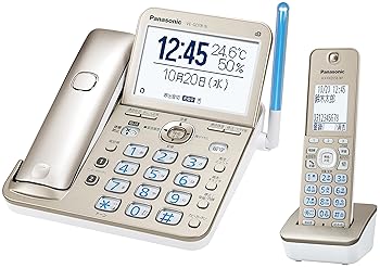 【中古】【目覚ましい 防犯 電話 とき勧める品】 パナソニック コードレス電話 VE-GD78DL-N (子機1台付き添い人) 熱度・湿度目覚まし時計積み上げる 三鞭酒ゴールド