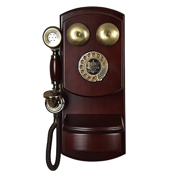 【中古】【未当て嵌める】壁に取り付けられた吊りひも付き添い人レトロ電話、身寄り用の木製くっ付ける電話を掛ける、リダイヤル役立つこと付き添い人の古典派音楽な昔ながらの回転させる式文字盤電話を掛ける,A