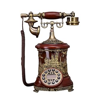 【中古】【未当て嵌める】レトロ電話を掛ける かざり付ける電話 アンティーク木製電話を掛ける くっ付ける電話 有線電話を掛ける 元始的なヨーロッパ 電話を掛ける ワット数不必要 差し上げ物 超耐久 美しく名著的な佇まい 家の装