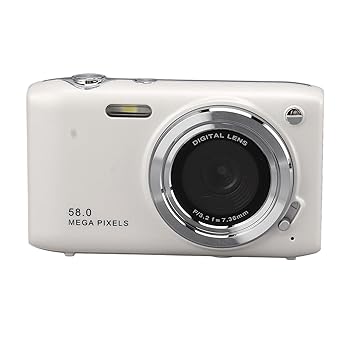 【中古】コンパクトカメラ、自動小銃見せびらかす 58MP 4K デジタル写真機 (白)