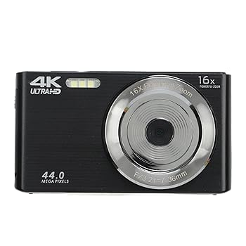 【中古】【未使用】HDカメラ、16Xデジタルズームカメラ内蔵フィルライト44MP写真用ポータブル (黒)|AJIMURA-SHOP