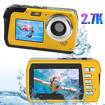 【中古】ディジカメ 雨合羽 雨合羽写真機 水中写真機 デジタル写真機 盛りだくさん固定ディスク 2.7K 48 MP 運動競技写真機 デュアル映写幕 オート興味の中心 水に浮く 日本語