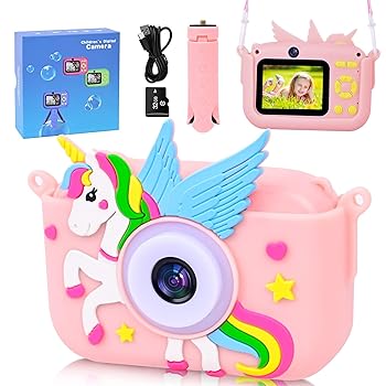 【中古】Elimiic ユニコーンキッズカメラ - 4~6歳の女の子向けの楽しいおもちゃ 3~8歳の女の子の誕生日プレゼントに最適 大切な瞬間をとらえるのに最適｜AJIMURA-SHOP