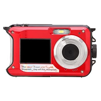 【中古】UPQRSG水中写真機,盛りだくさん固定ディスク 2.7K 48MPデジタル写真機,10フィート雨合羽水中デジタル写真機,16Xデジタルズームフロントリアダブルスクリーン雨合羽写真機(Red)