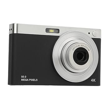 【中古】コンパクトカメラ、4Kビデオ出力ポータブルデジタルカメラ50MP、旅行用ストラップ付き (黒)