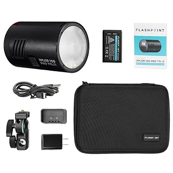 【中古】【未使用】Flashpoint XPLOR 100 Pro TTL R2 モノライト ブラック 100W 2.4G TTL ポータブルライト 写真照明用 1/8000s HSS ストロボライト 0.01-1.5秒 リ