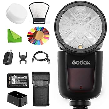【中古】【未使用】【Godox正規代理】GODOX V1-N カメラフラッシュNikon 用,76Ws 2.4G TTLラウンドヘッドスピードライト1/8000 HSS 480フルパワーショット 1.5sリサ