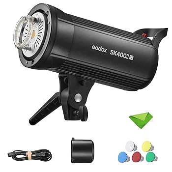 【中古】【未使用】Godox SK400II-V 400Ws ストロボ スタジオ フラッシュ GN65 5600K 2.4G LED モデリング ランプ付き ボーエンズ マウント モノライト ストロボ ラ|AJIMURA-SHOP