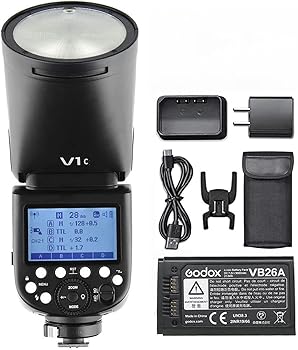 【中古】Godox V1-C 閃光電球閃光電球 加農砲相応う 76Ws 2.4G TTL ラウンド天々 1/8000 HSS Canon EOS つづき物 1500D 3000D 5D Mark ll/LLL/IV 6D