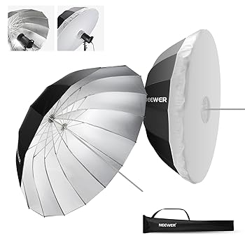 【中古】NEEWER 41"/104cm パラボラ反射アンブレラ 写真用アンブレラ 撮影用アンブレラ シルバーインナー/ディフューザーカバー/バッグ付き 柔らかな照明|AJIMURA-SHOP