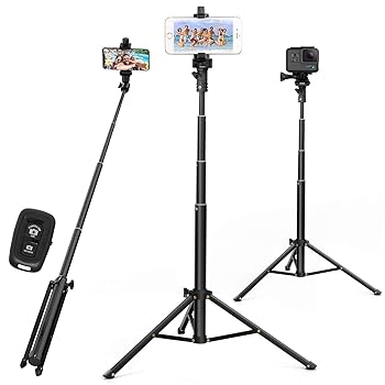 【中古】自撮り棒三脚 52インチ 携帯電話三脚スタンド Bluetoothリモートスマートフォン付き iPhone & Android携帯電話用 GoProカメラマウント ポータブ